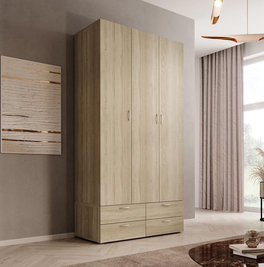 MEUBELLA Kledingkast Bernd Licht eiken 111 cm Met lades