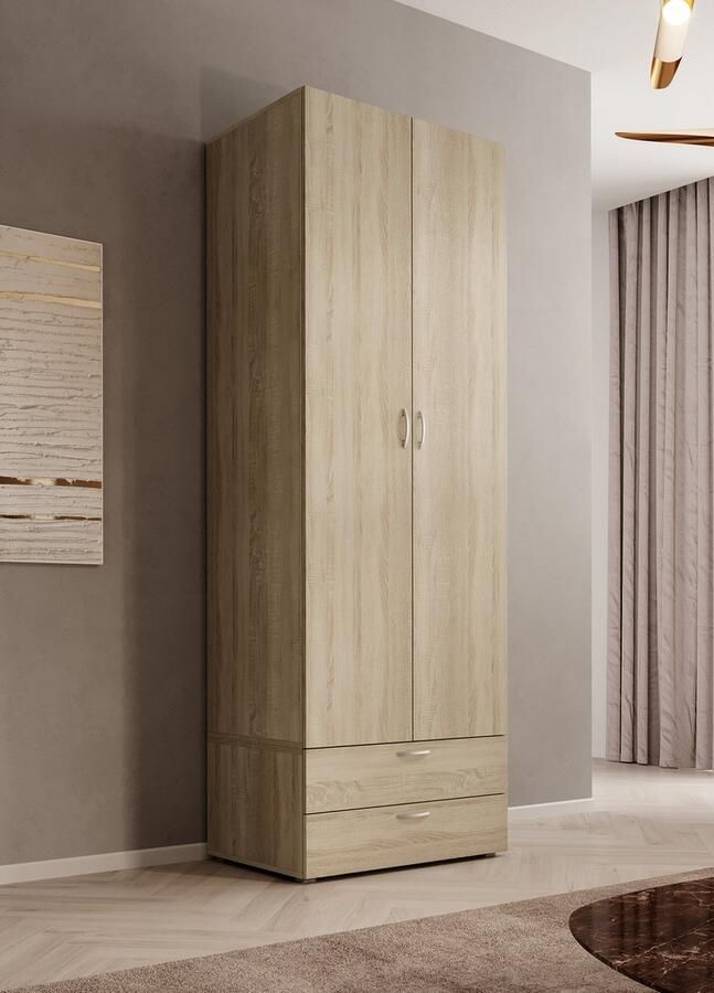 MEUBELLA Kledingkast Bernd Licht eiken 74 cm Met lades