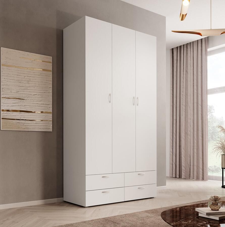 MEUBELLA Kledingkast Bernd Wit 111 cm Met lades