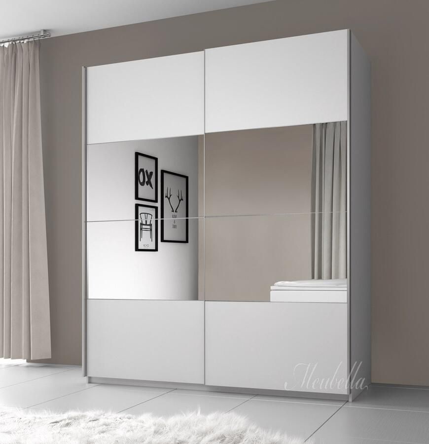 MEUBELLA Kledingkast Colorado Wit 180 cm Met spiegel