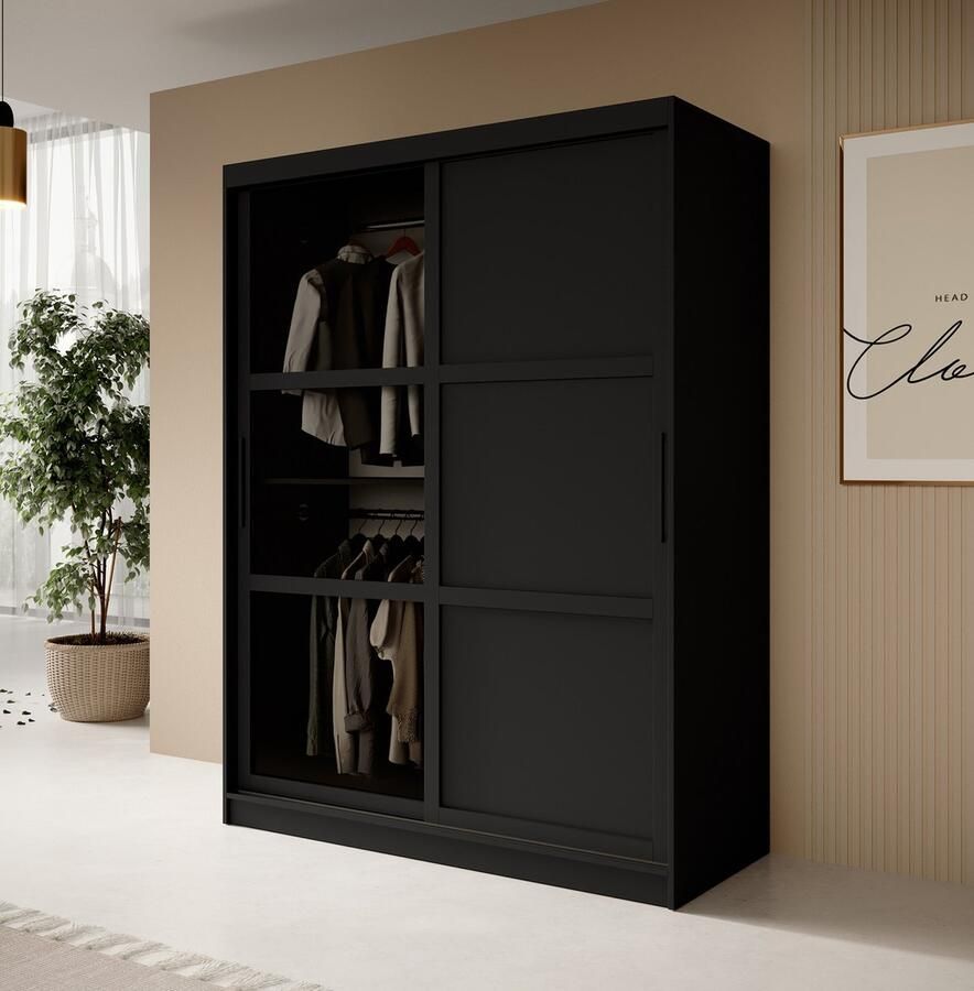 MEUBELLA Kledingkast Davies 2 Zwart 150 cm