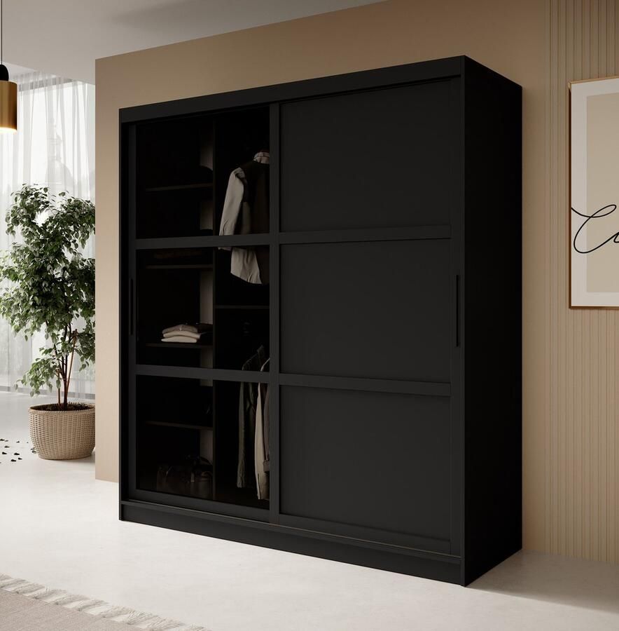 MEUBELLA Kledingkast Davies 2 Zwart 180 cm