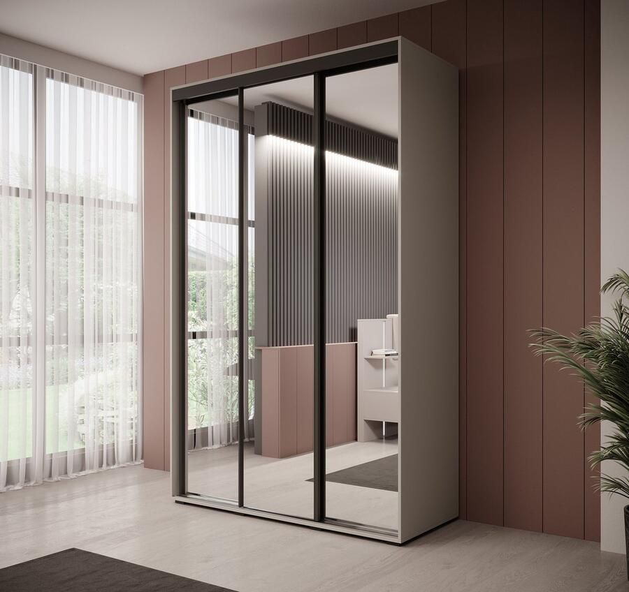 MEUBELLA Kledingkast Delos 2 Beige 150 cm Met spiegel