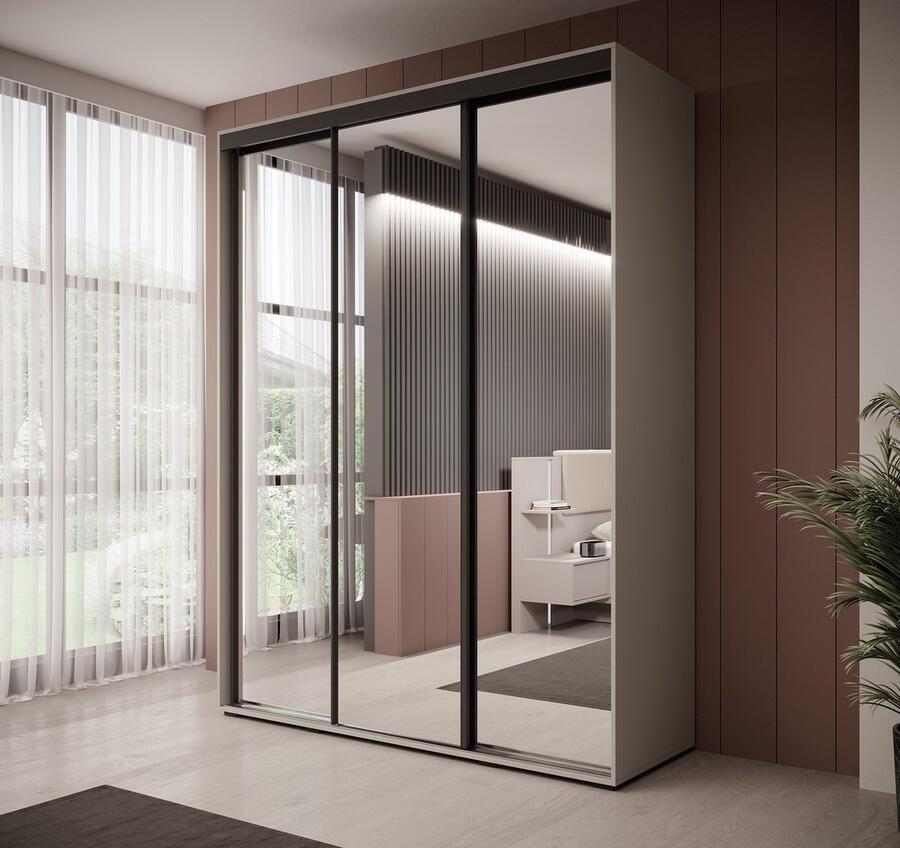 MEUBELLA Kledingkast Delos 2 Beige 180 cm Met spiegel