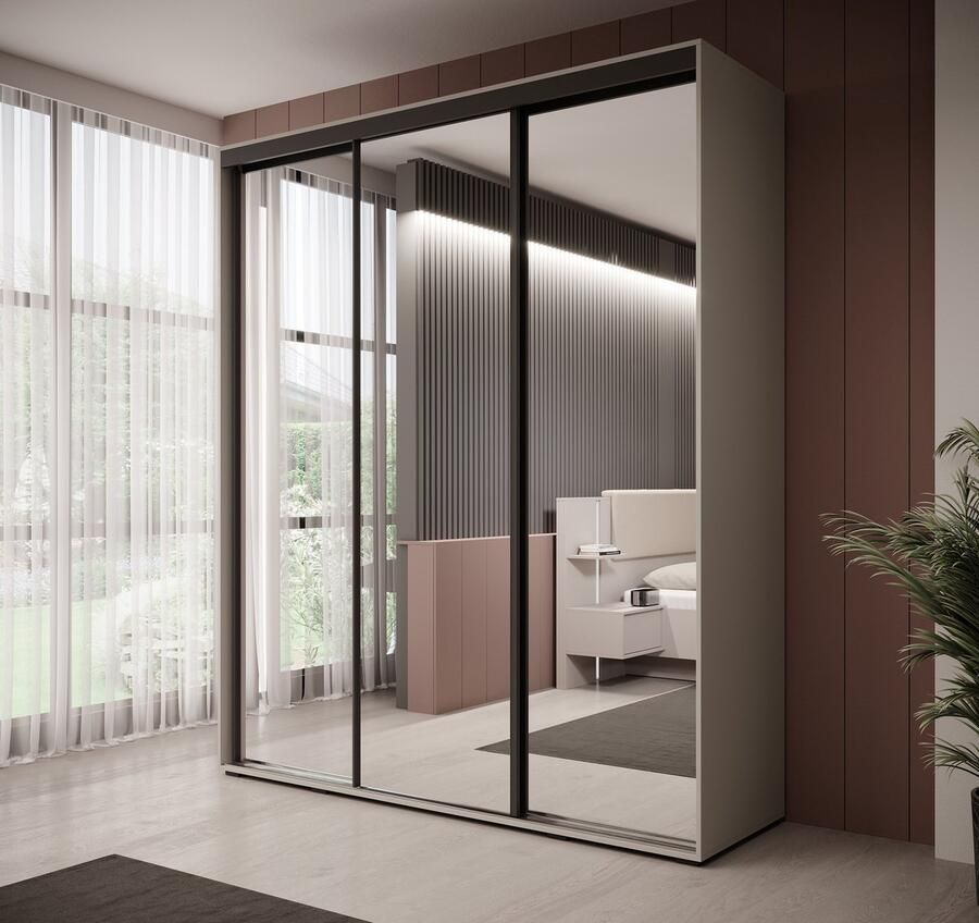 MEUBELLA Kledingkast Delos 2 Beige 200 cm Met spiegel