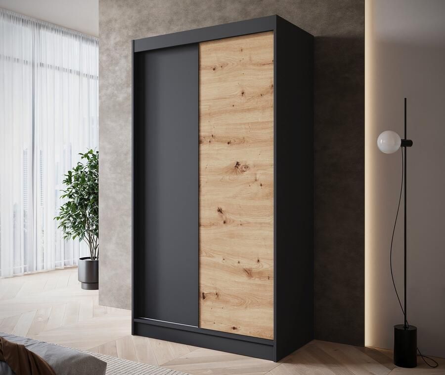 MEUBELLA Kledingkast Epirus Zwart 120 cm