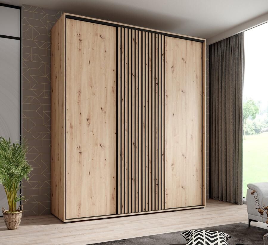 MEUBELLA Kledingkast Leandro Eiken 200 cm