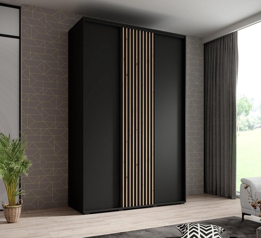 MEUBELLA Kledingkast Leandro Zwart 150 cm