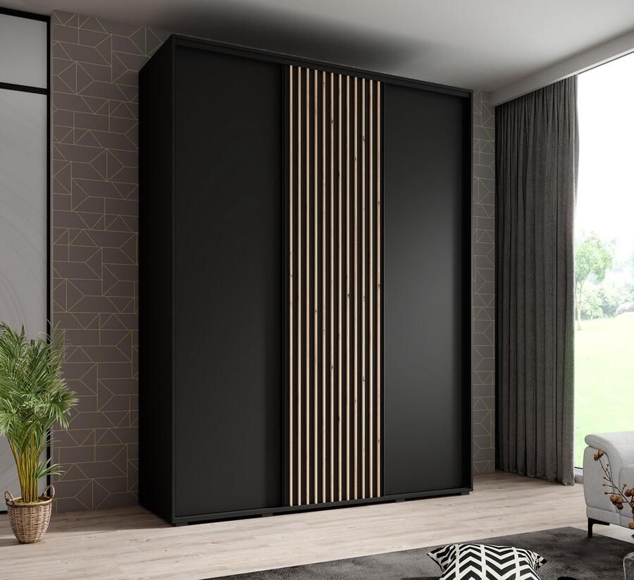 MEUBELLA Kledingkast Leandro Zwart 180 cm