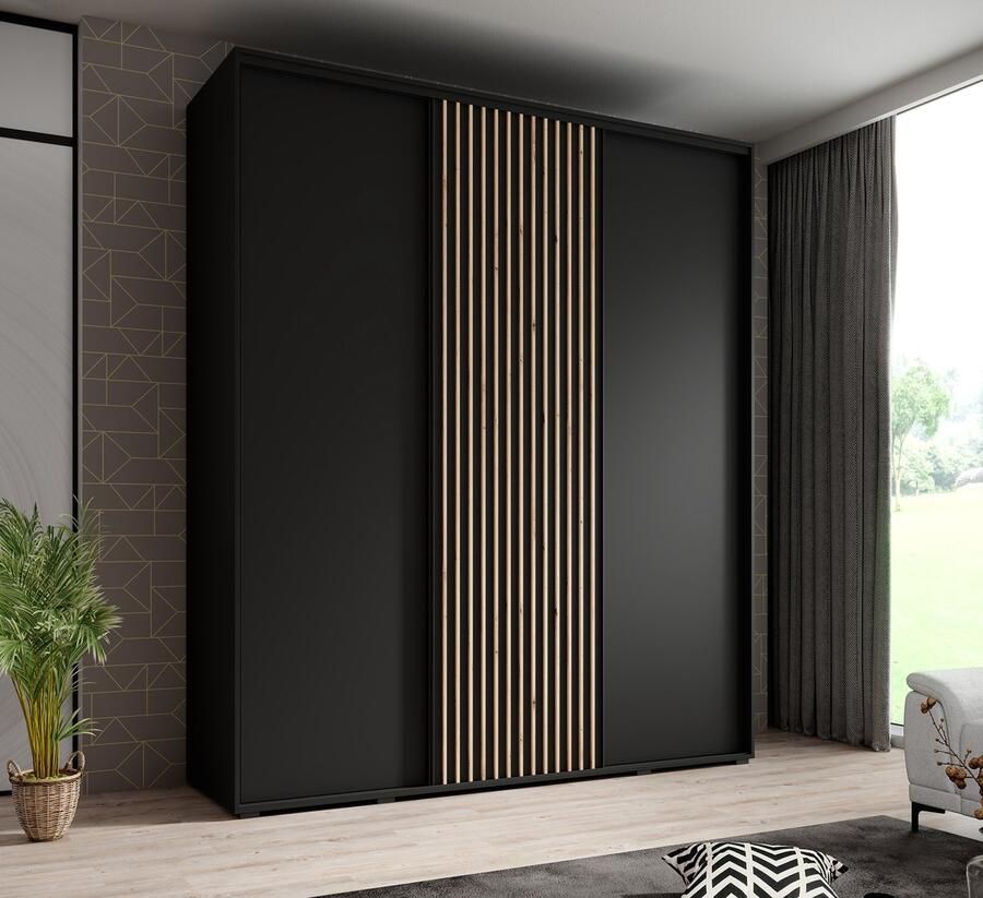 MEUBELLA Kledingkast Leandro Zwart 200 cm