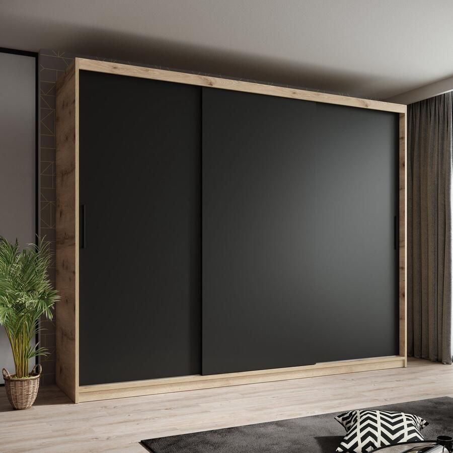 MEUBELLA Kledingkast Luxor Zwart Eiken 250 cm - Foto 3