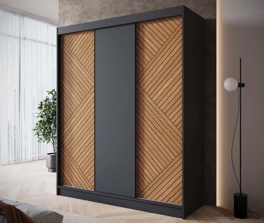 MEUBELLA Kledingkast Macerata Zwart 180 cm