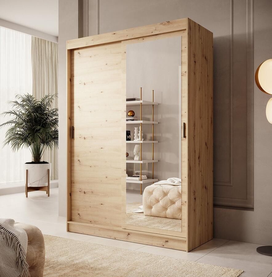 MEUBELLA Kledingkast Mammock 1 Eiken 150 cm Met spiegel