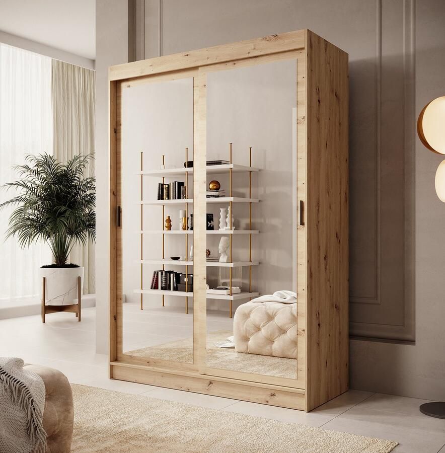 MEUBELLA Kledingkast Mammock 2 Eiken 150 cm Met spiegel