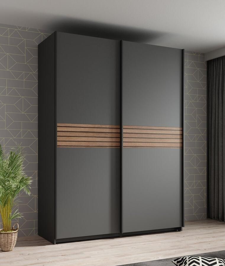 MEUBELLA Kledingkast Mendoza Antraciet 150 cm