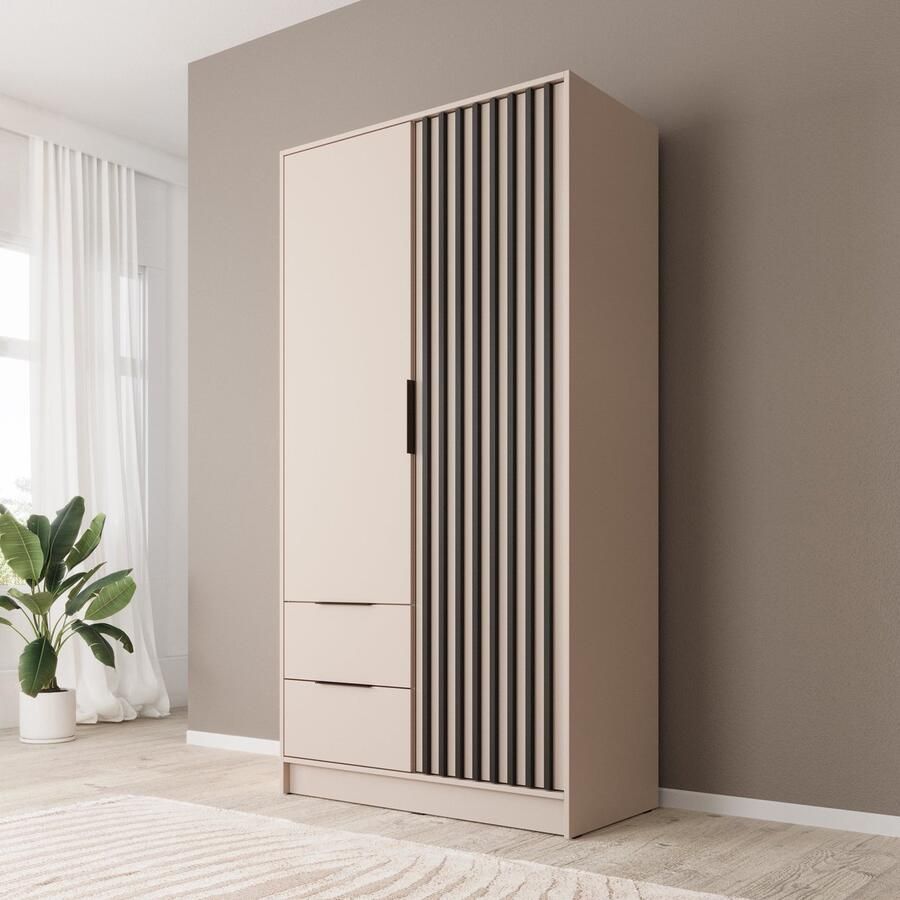 MEUBELLA Kledingkast Nairobi Beige Zwart 105 cm