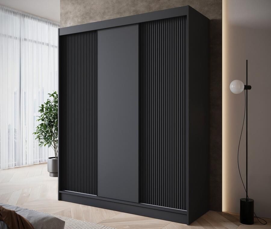 MEUBELLA Kledingkast Paraguay Zwart 180 cm