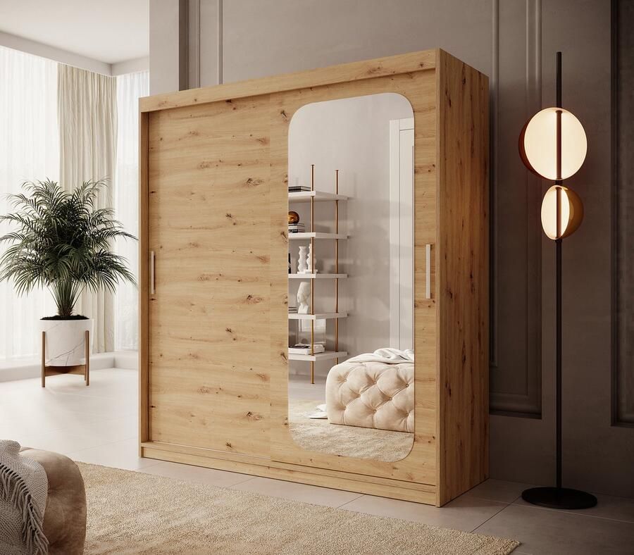 MEUBELLA Kledingkast Pete Eiken 180 cm Met spiegel