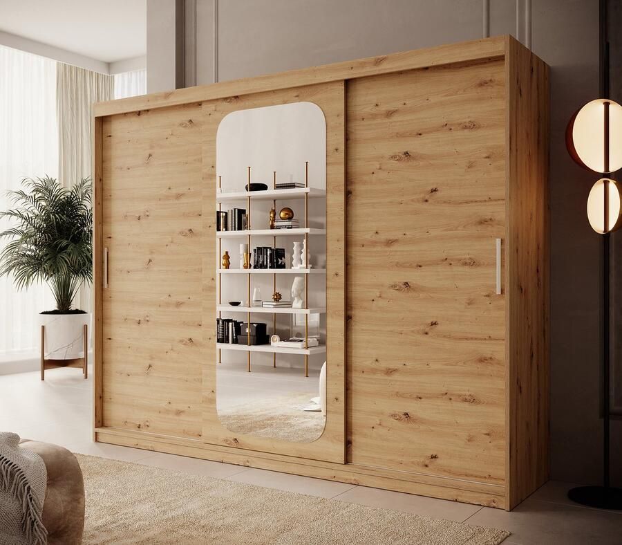 MEUBELLA Kledingkast Pete Eiken 250 cm Met spiegel