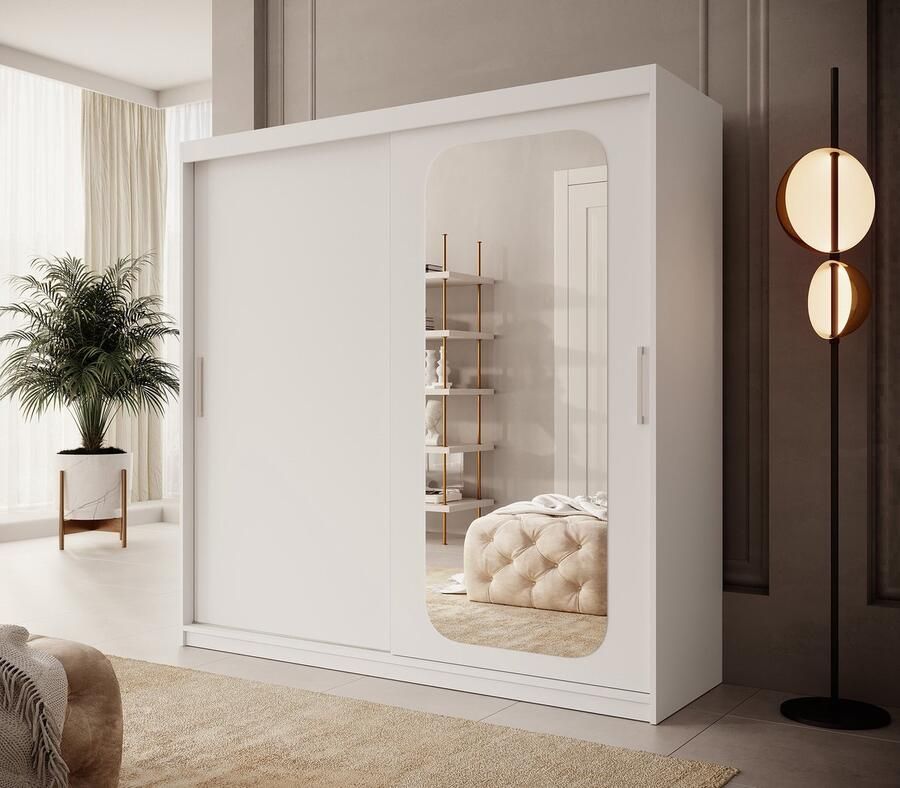 MEUBELLA Kledingkast Pete Wit 200 cm Met spiegel