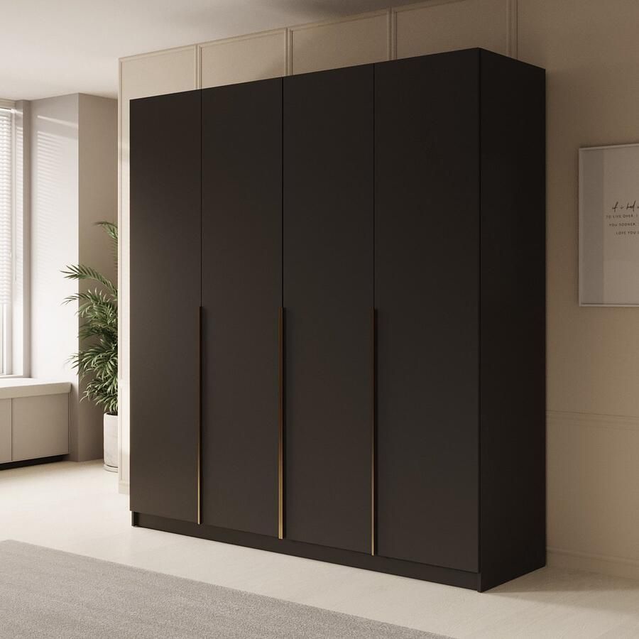 MEUBELLA Kledingkast Sabre 2 Zwart 200 cm