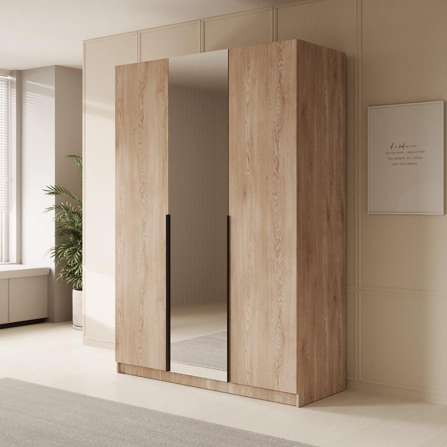 MEUBELLA Kledingkast Sabre Eiken 150 cm Met spiegel