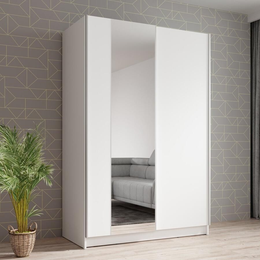 MEUBELLA Kledingkast Salta Wit 120 cm Met spiegel