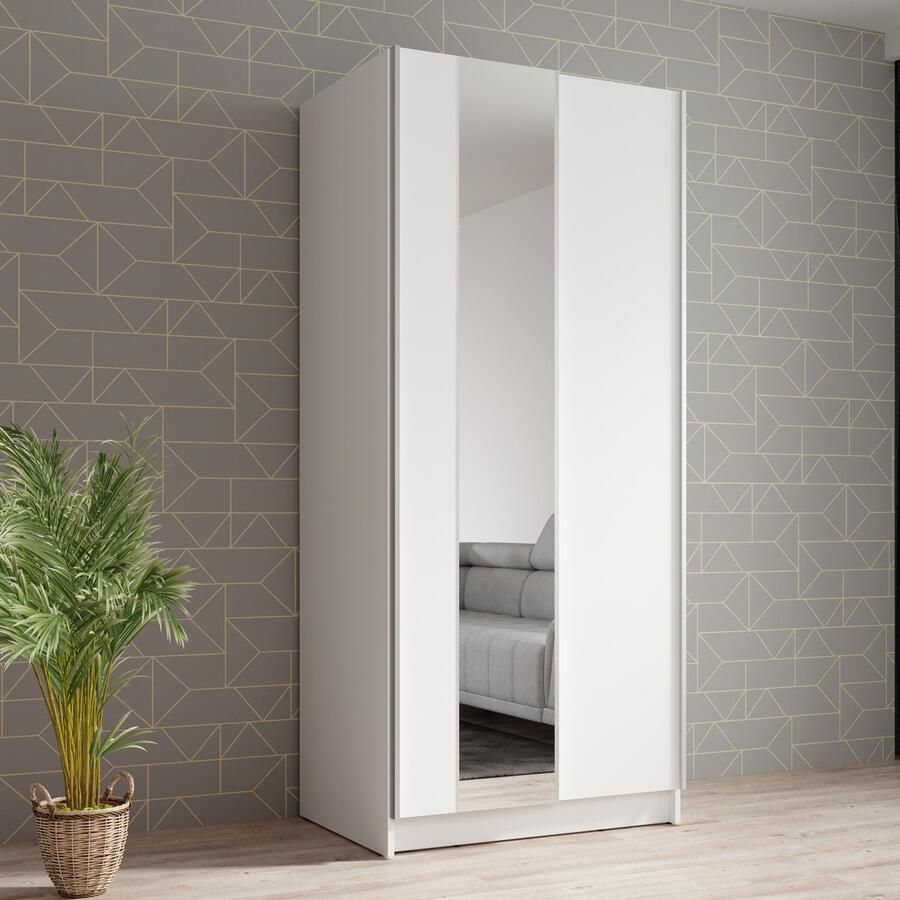 Meubella Kledingkast Salta Wit 80 cm Met spiegel