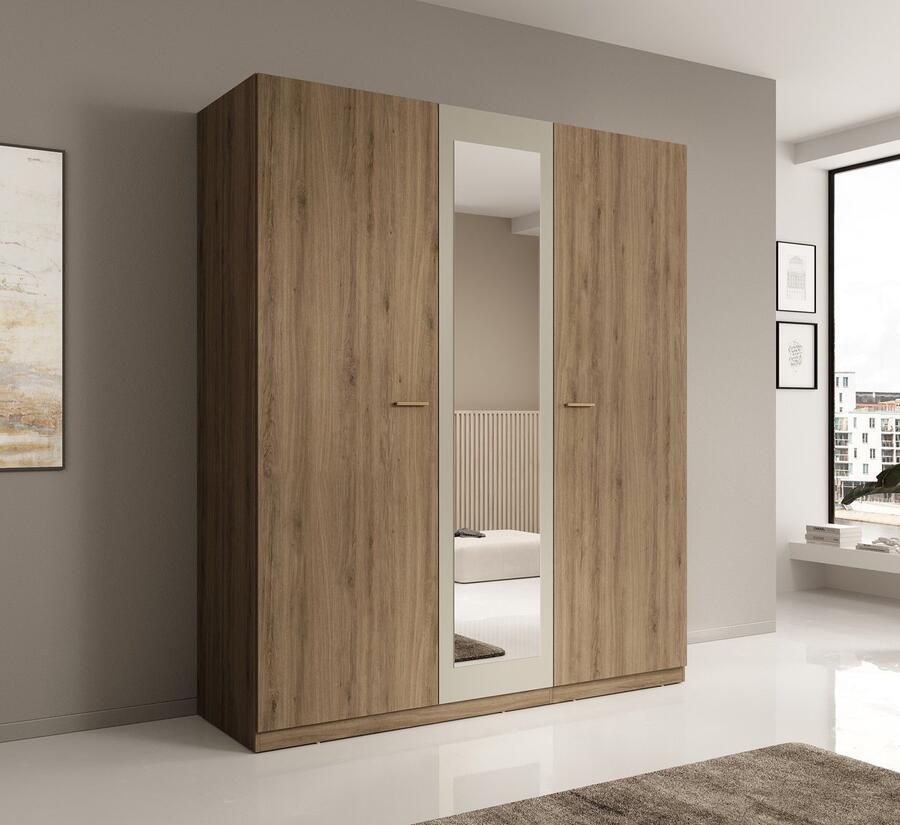 MEUBELLA Kledingkast Valduz Eiken 179 cm Met spiegel