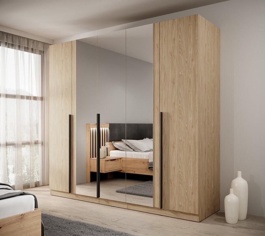 MEUBELLA Kledingkast Valetta Eiken 225 cm Met spiegel