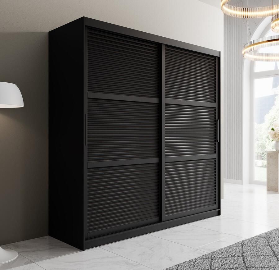 MEUBELLA Kledingkast Zagreb Zwart 200 cm