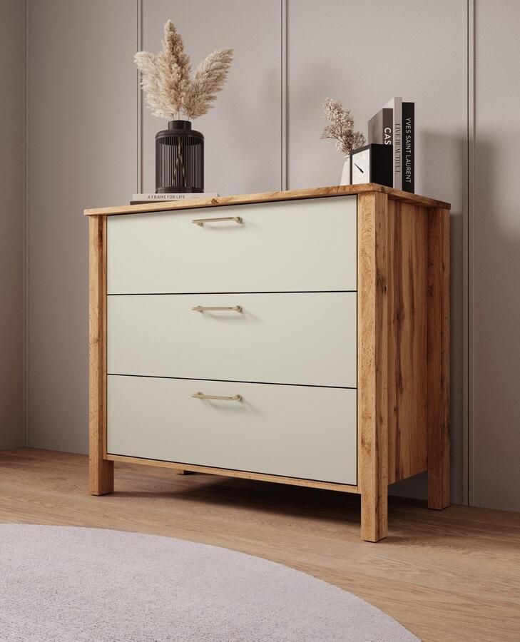 MEUBELLA Ladekast Isaac Beige 90 cm 3 lades