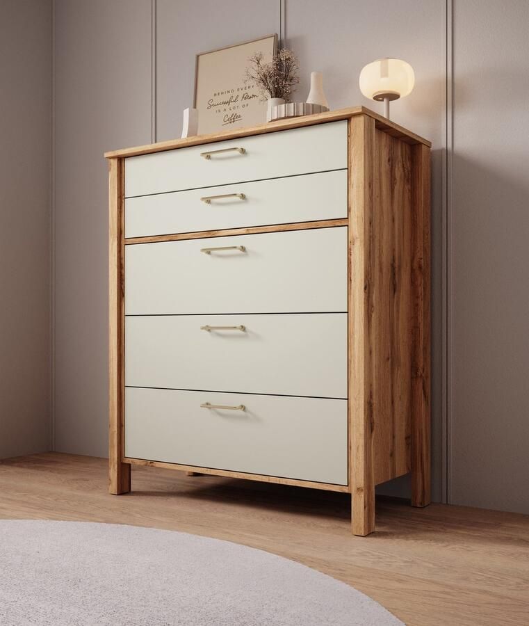 MEUBELLA Ladekast Isaac Beige 90 cm 5 lades