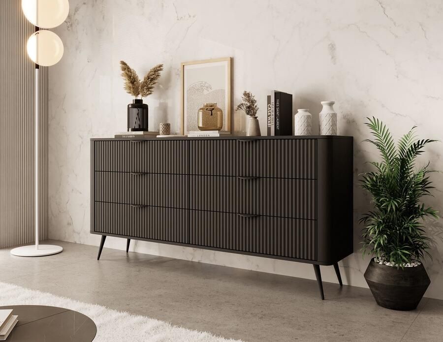 MEUBELLA Ladekast Lima Zwart 163 cm