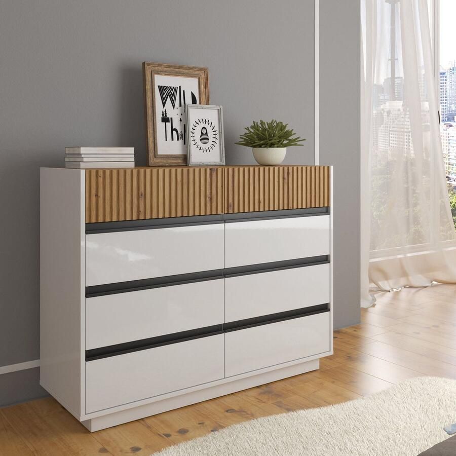 MEUBELLA Ladekast Madeline Wit 112 cm 8 lades