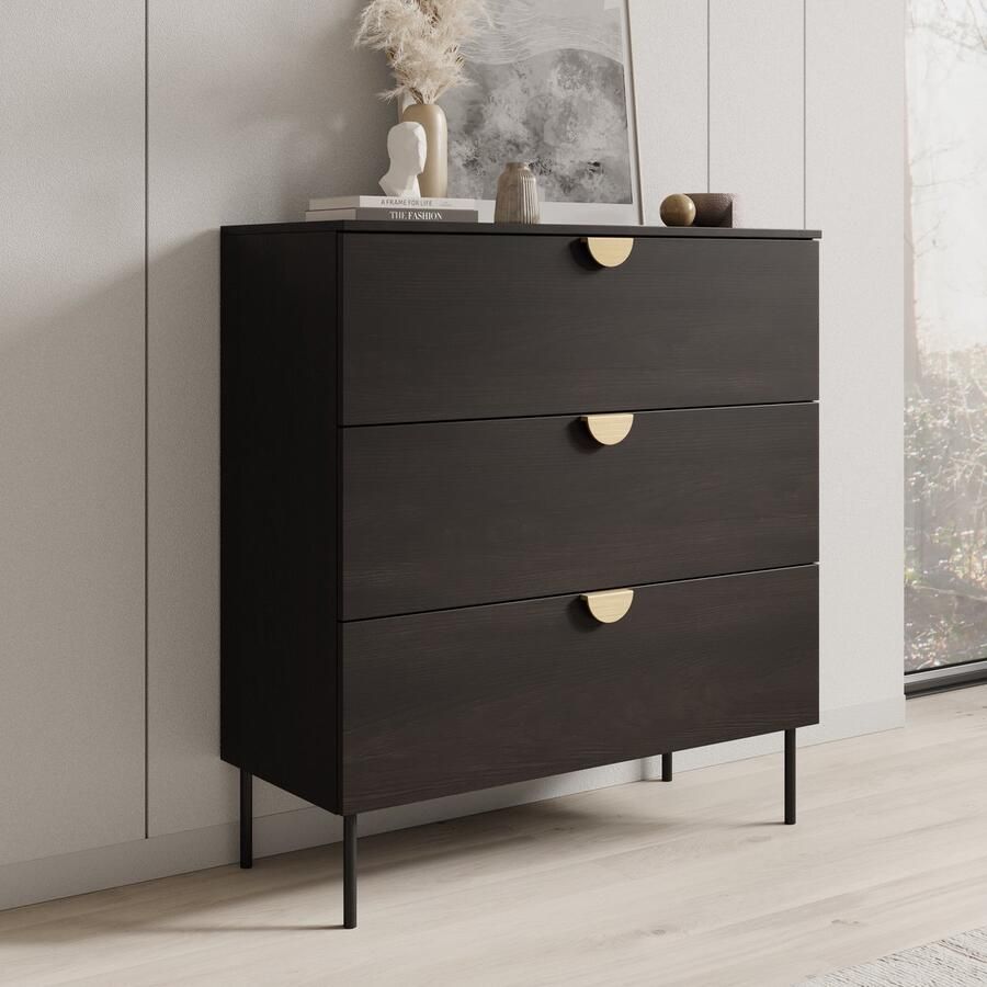 MEUBELLA Ladekast Monor Zwart eiken 100 cm