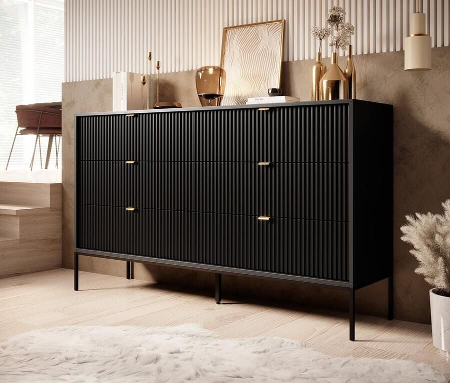 MEUBELLA Ladekast Navil Zwart 154 cm