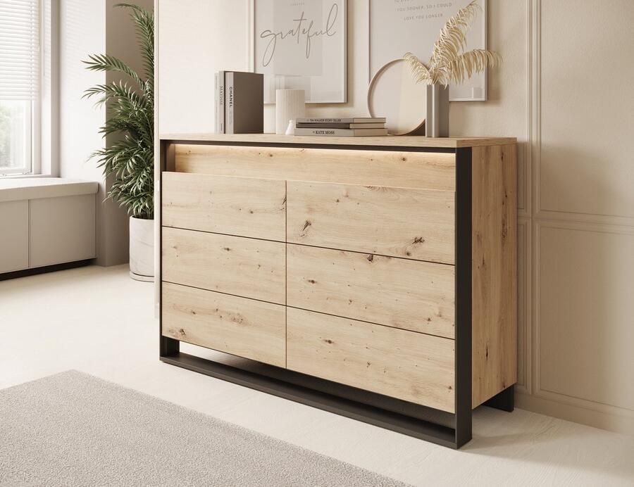 MEUBELLA Ladekast Quarry Eiken 133 cm