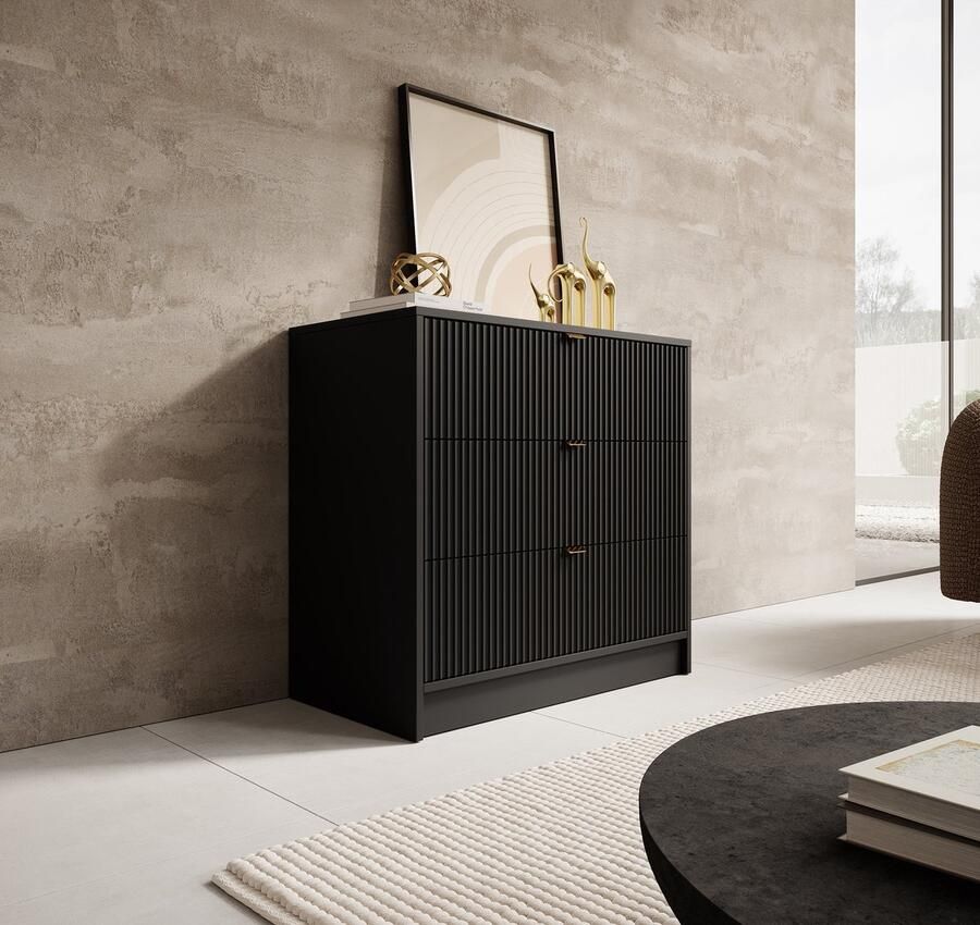 MEUBELLA Ladekast Tavares Zwart 80 cm