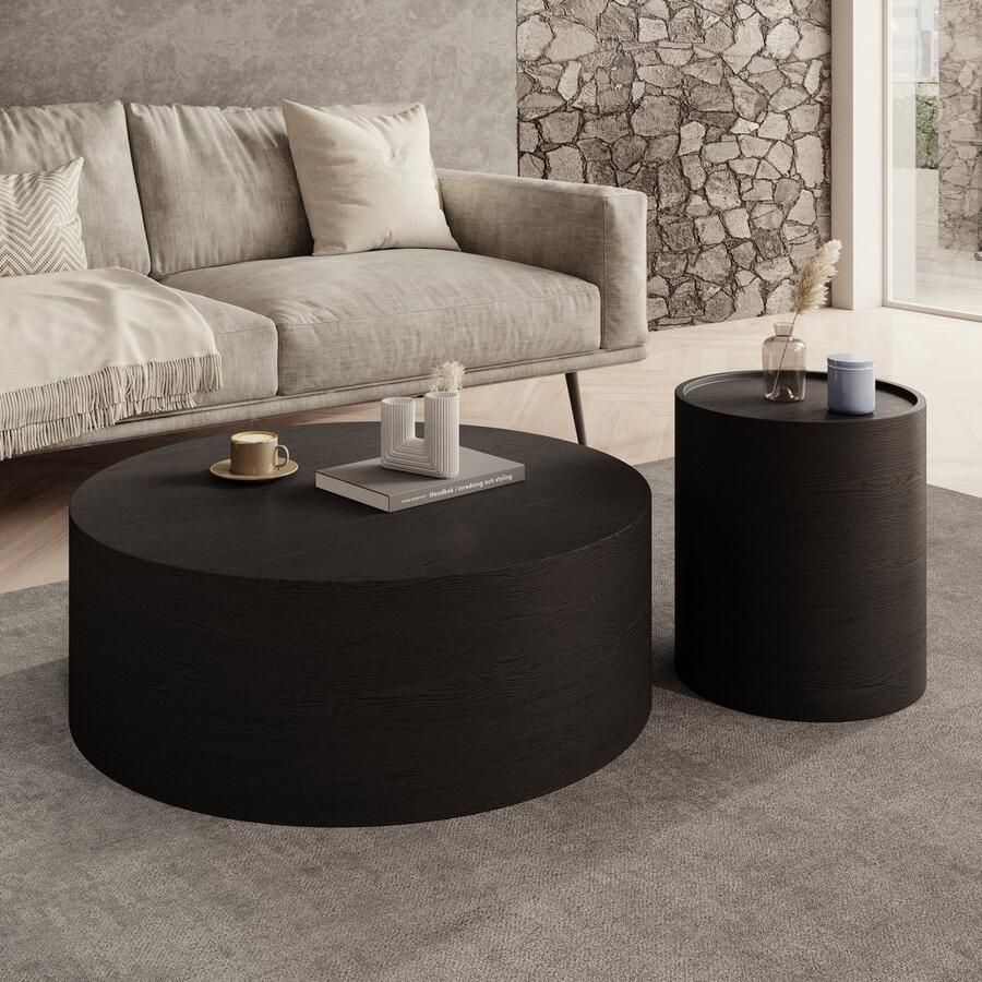 MEUBELLA Mesa Salontafel set van 2 Zwart