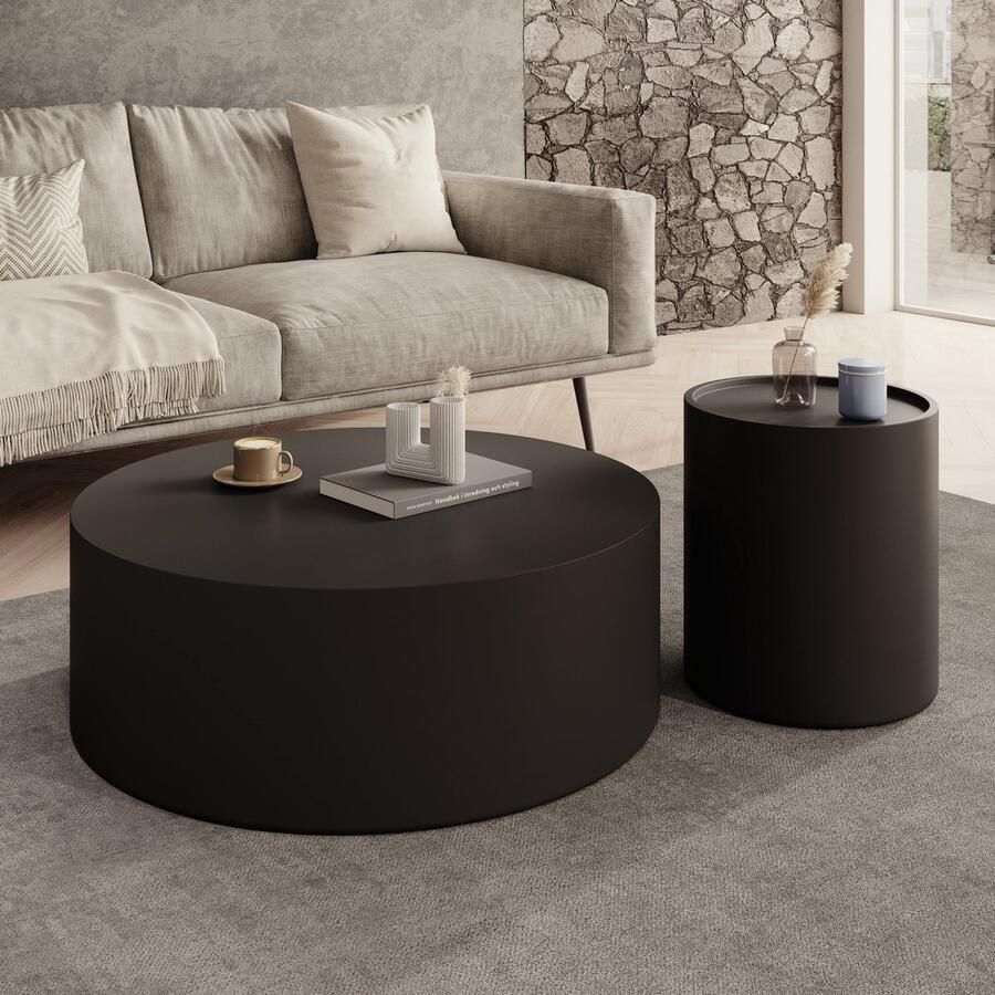 MEUBELLA Mesa Salontafel set van 2 Zwart