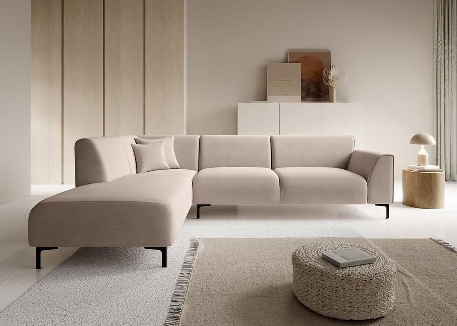 MEUBELLA Moana Hoekbank 4-zits met chaise longue Stof beige Links