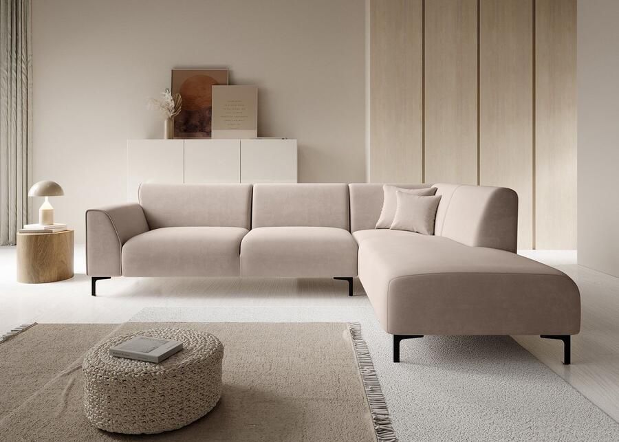 MEUBELLA Moana Hoekbank 4-zits met chaise longue Stof beige Rechts