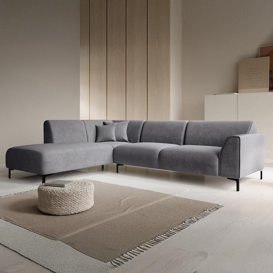 MEUBELLA Moana Hoekbank 4-zits met chaise longue Stof grijs Links