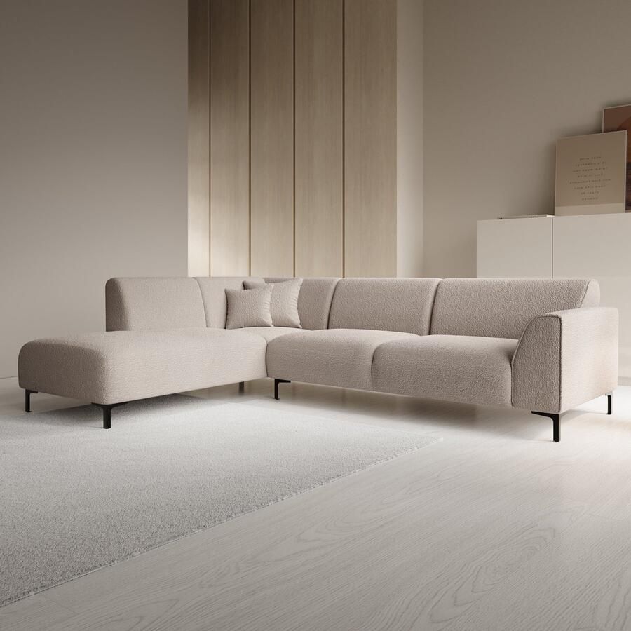 MEUBELLA Moana Hoekbank 4-zits met chaise longue Teddystof beige Links