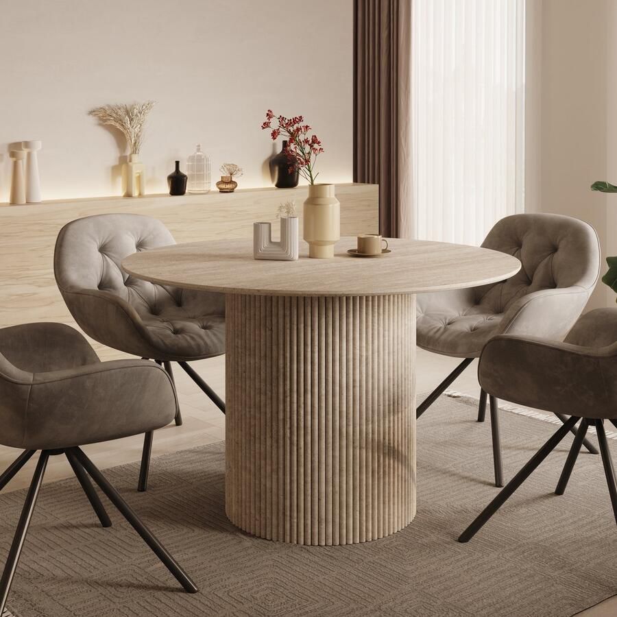 MEUBELLA Modena Eetkamertafel Travertin 120x120x76 cm - Foto 2