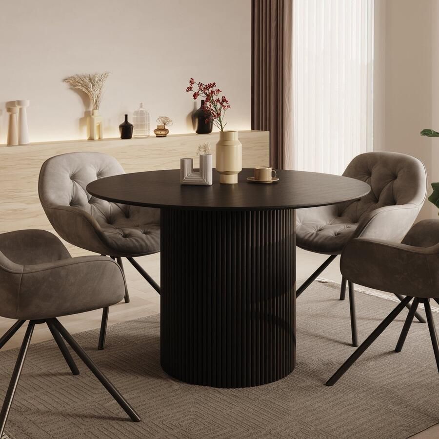 MEUBELLA Modena Eetkamertafel Zwart 120x120x76 cm