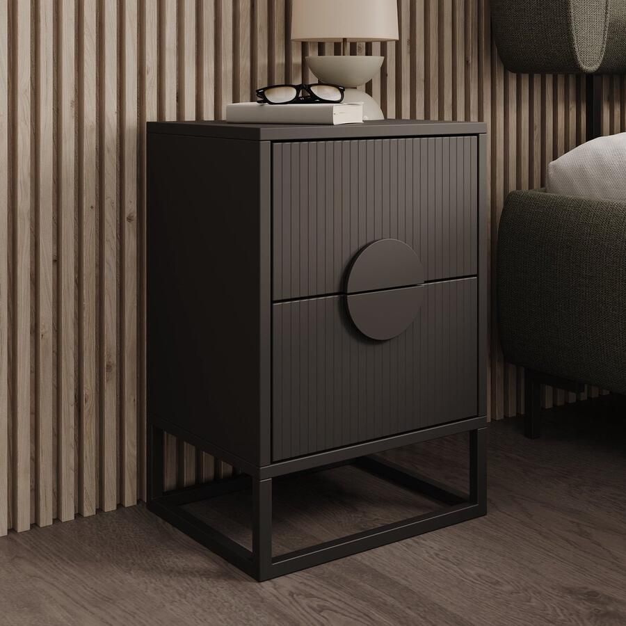 MEUBELLA Nachtkastje Allegany Zwart 38 cm