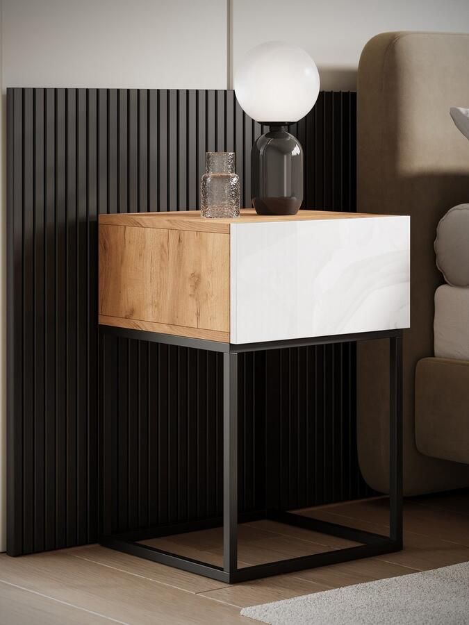 MEUBELLA Nachtkastje Amin Eiken 40 cm