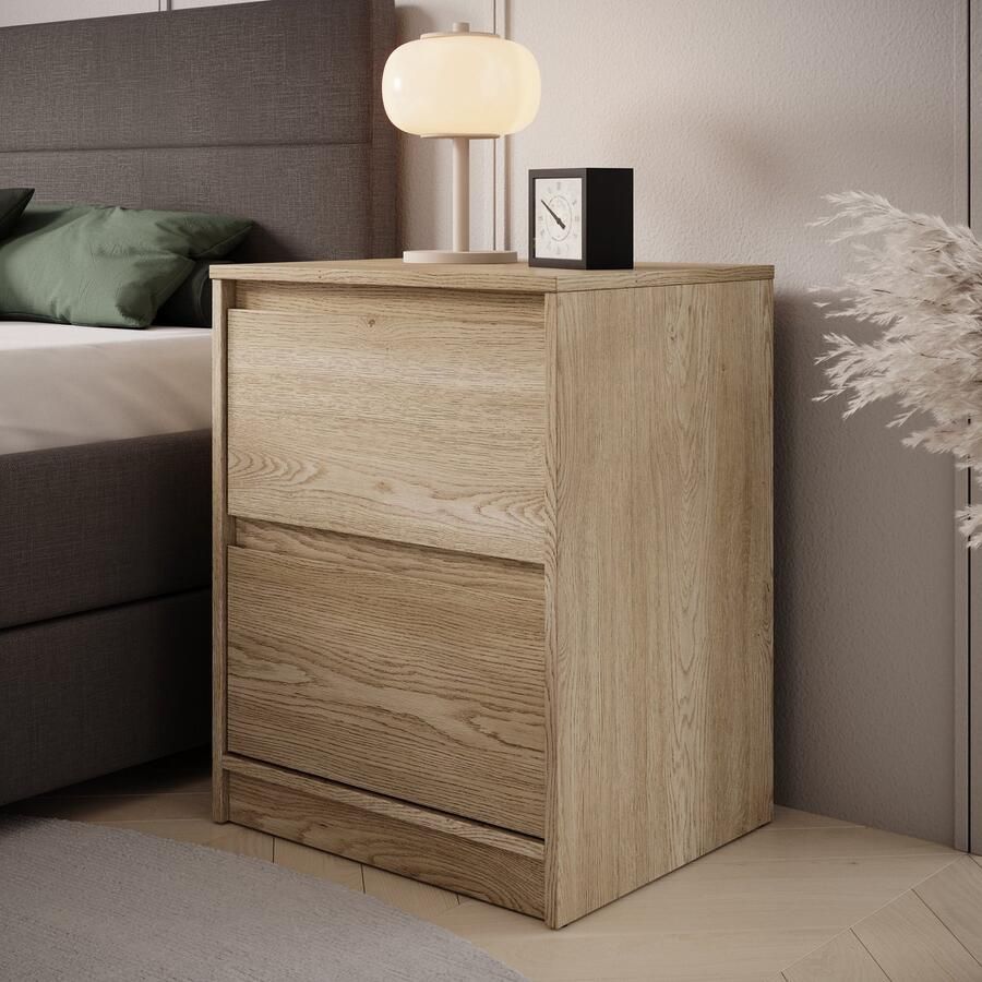 MEUBELLA Nachtkastje Cuarto Eiken 47 cm